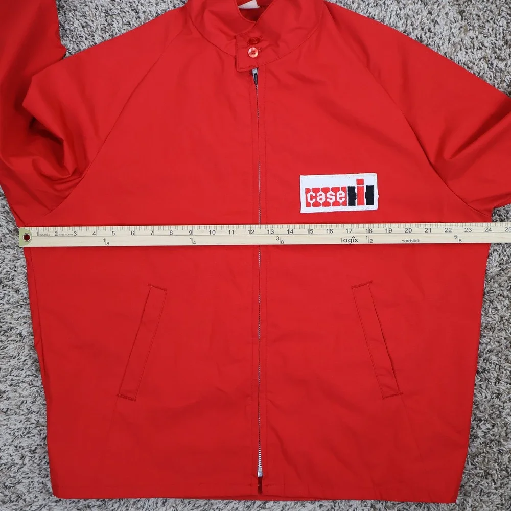 Vintage Case IH Harrington Jacket L Workwear Agriculture Farm Red Poly Cotton‎